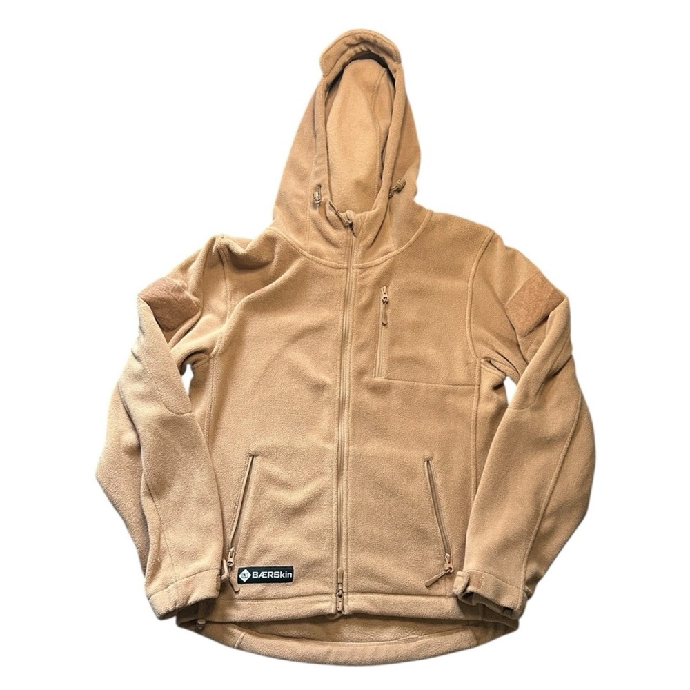 Baerskin Tactical Supply Hoodie Full Zip Brown Tan Fleece Hooded Jacket Mens M